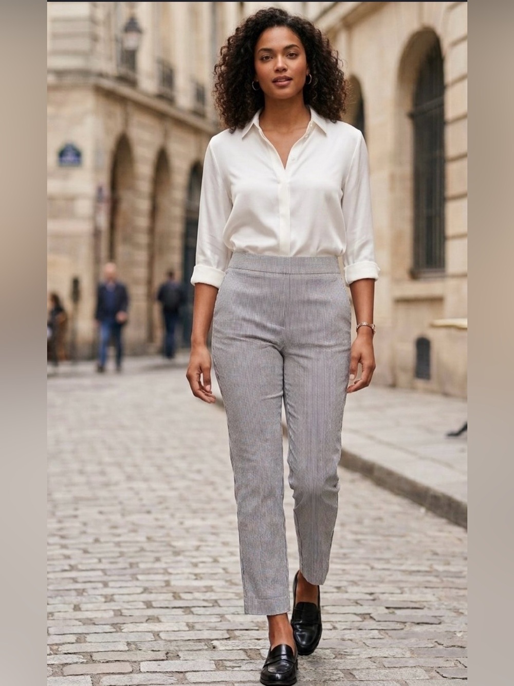 Piazza Sempione Pinstripe Crop Pants Size 34 IT US 4 Stretch Lightweight Italy